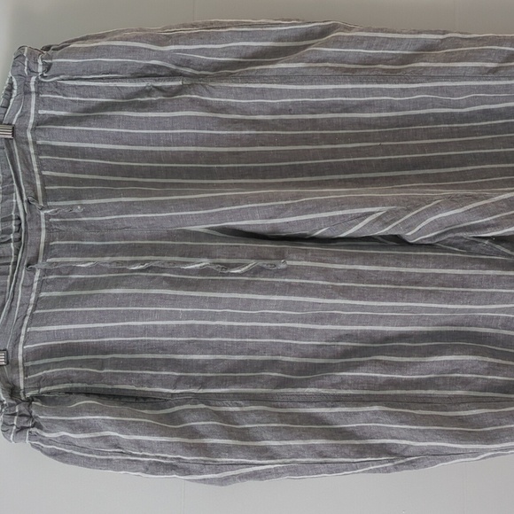 Coldwater Creek Linen Striped Ankle tapered Gray Women's Pants 1X With Pockets - Picture 2 of 8